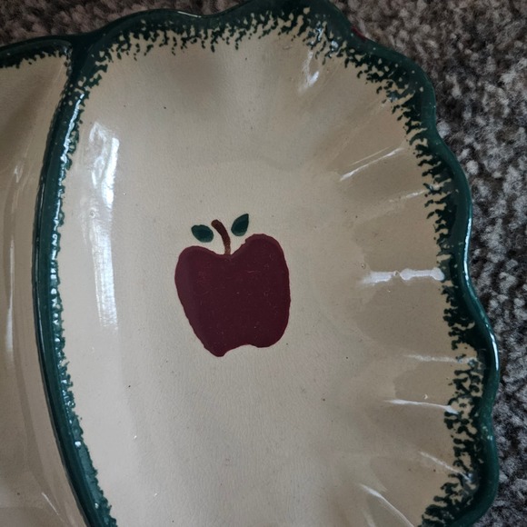 Vintage Stoneware Apple Spongeware 3-Part‎ Divided Relish Tray - Picture 1 of 6